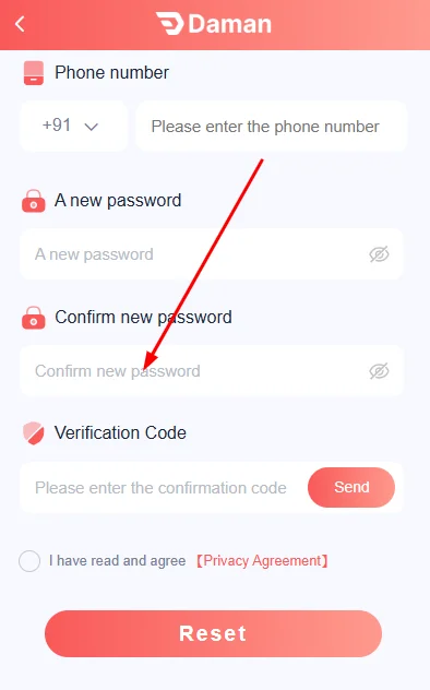 Confirm your new password